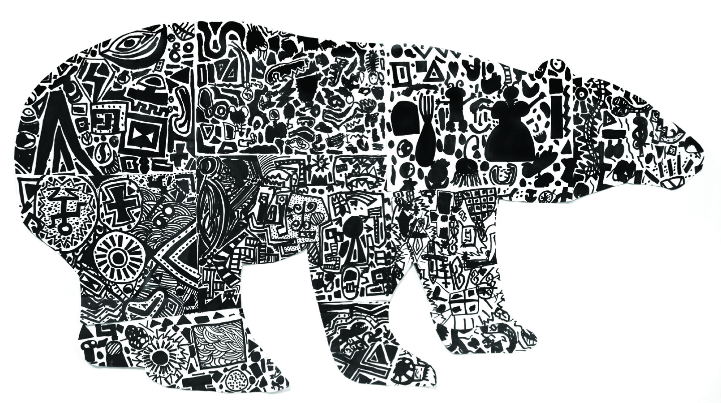 Image d'un dessin intitulé Nanuq, ou l'ours polaire, création d’élèves au Centre des enfants inuits d’Ottawa Image d'un dessin intitulé Nanuq, ou l'ours polaire, création d’élèves au Centre des enfants inuits d’Ottawa